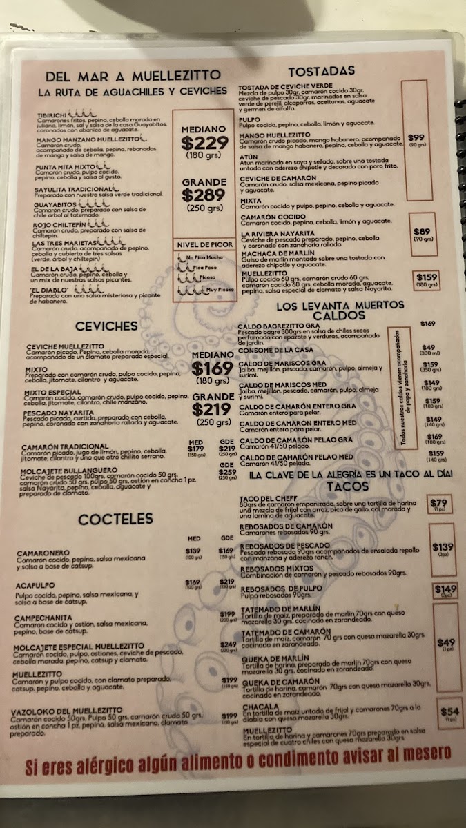 Muellezitto Hacienda Ojo de Agua Menu - Image 2